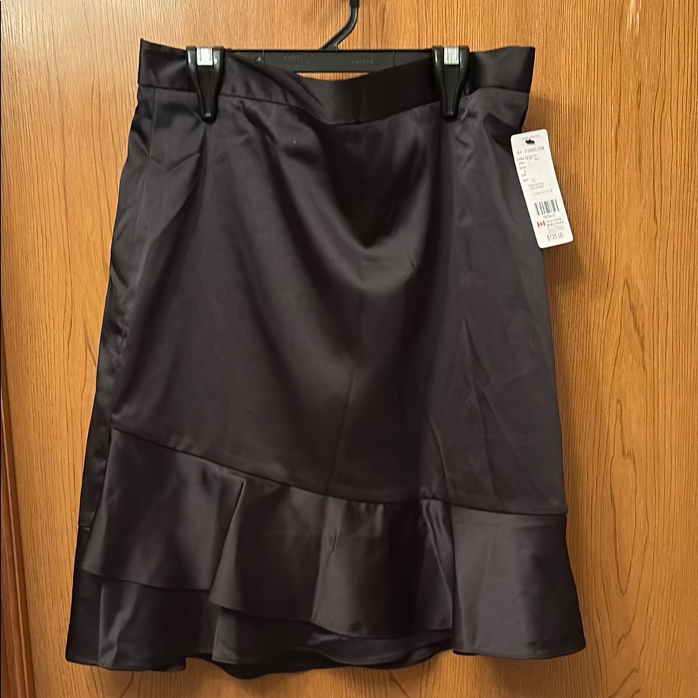 Elegant Black Tristan Satin Skirt Made in Canada - New with Tags